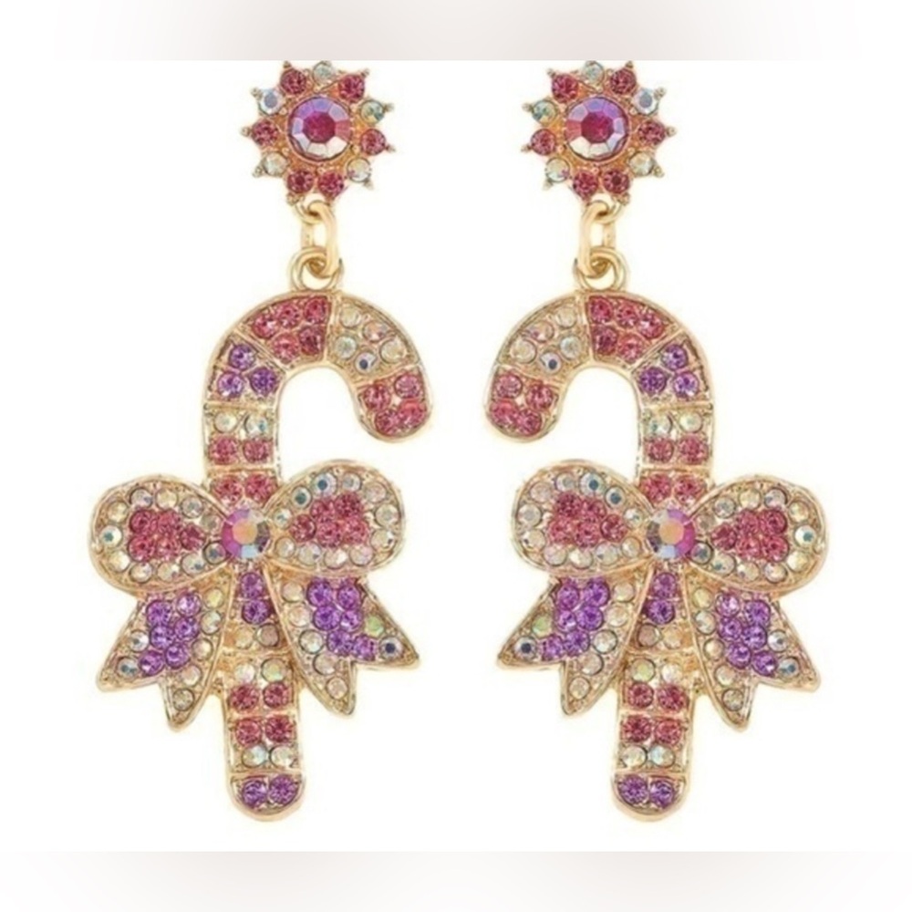 Festive Candy Cane Christmas Earrings